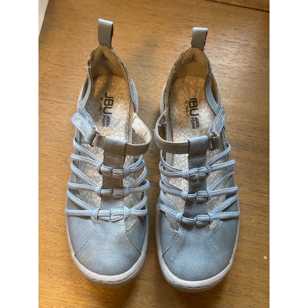 JBU by Jambu Janet Light Blue Vegan Mary Jane Memory Foam Flats Shoes 6.5